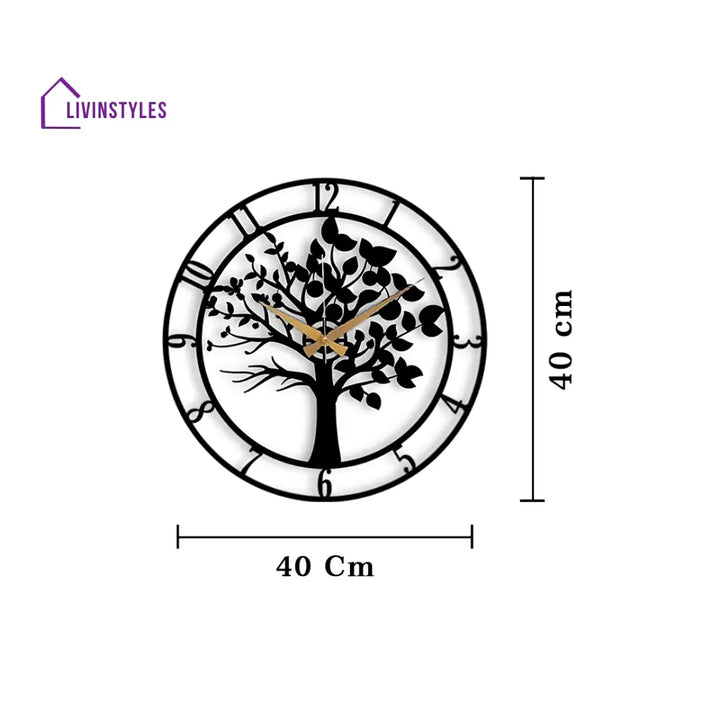 Tree Design Antique Metal Wall Clock