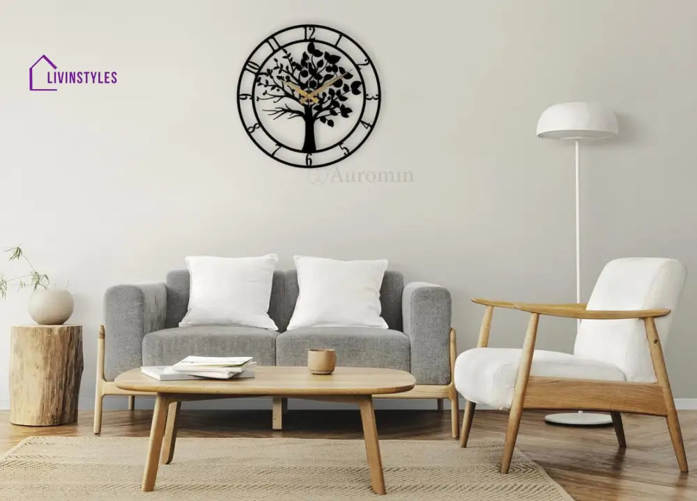 Tree Design Antique Metal Wall Clock