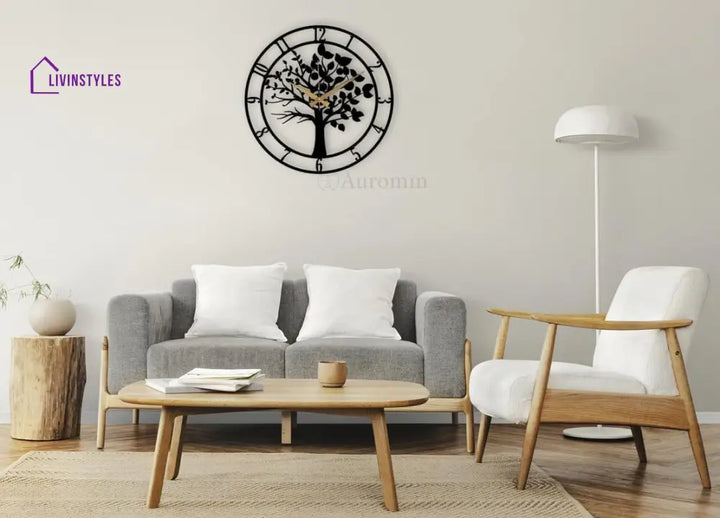 Tree Design Antique Metal Wall Clock
