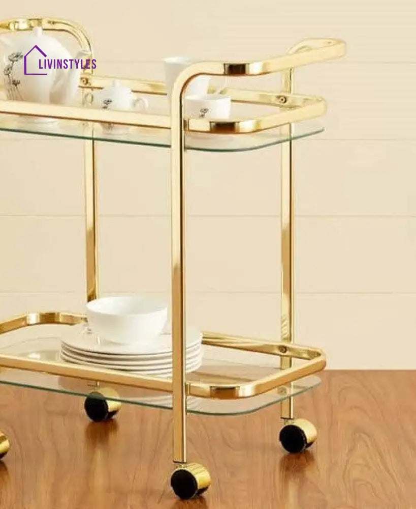 Trendy Stylish Bar Cart Trolley With Dual Side Handles Serveware