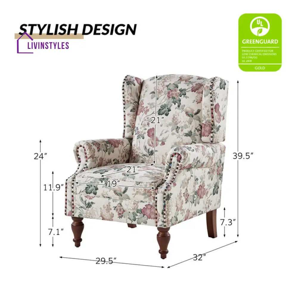 Vaani Solid Wood and Fabric Arm Chair | Living Room Chair | Lounge Chair