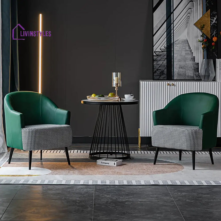 Vaishali Arm Chair In Green With Linen Upholstery