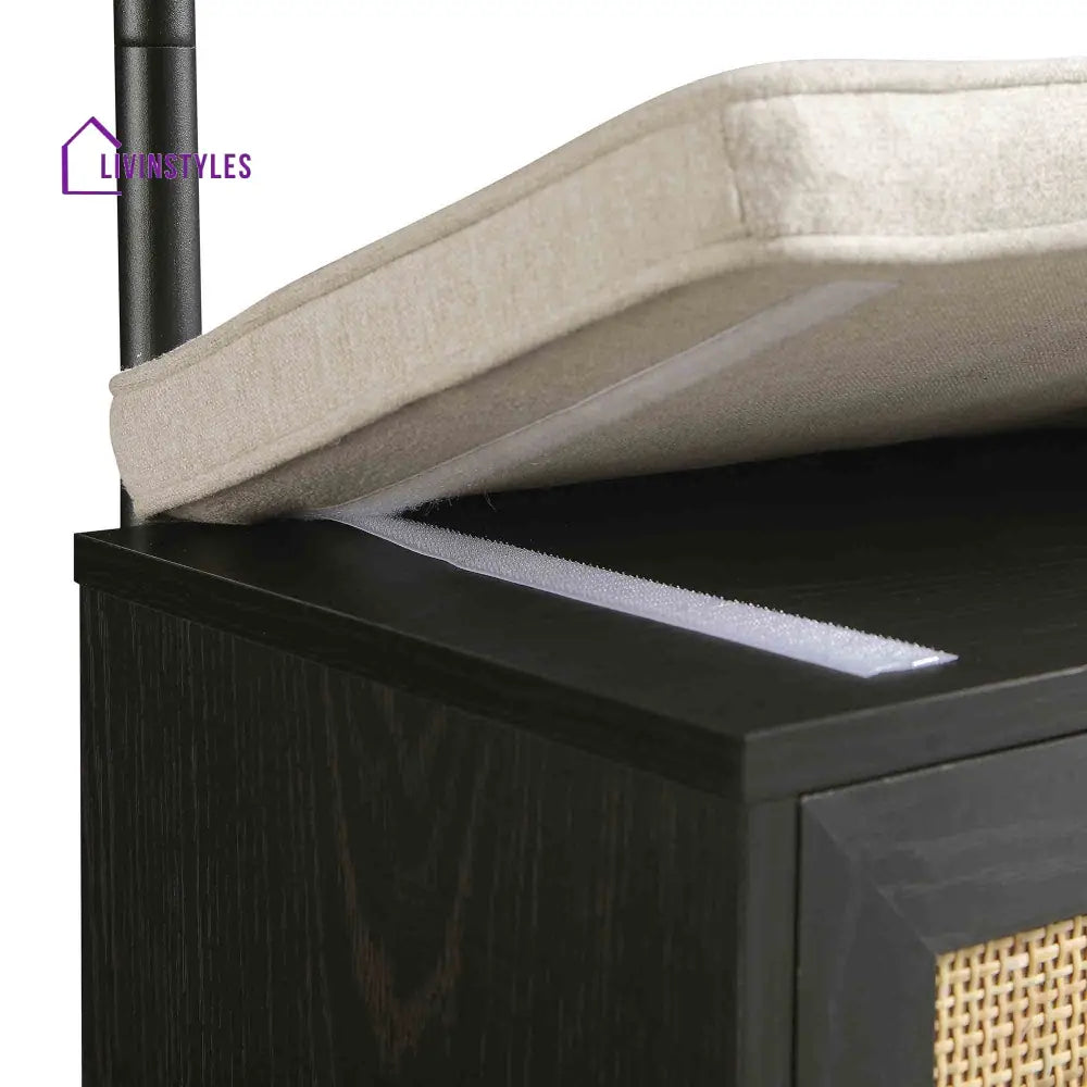 Frances Woven Hallway Unit with Cushion Black Cabinets & Chests