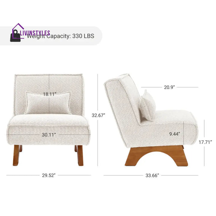 Vamika Solid Wood and Fabric Arm Chair | Living Room Chair | Lounge Chair