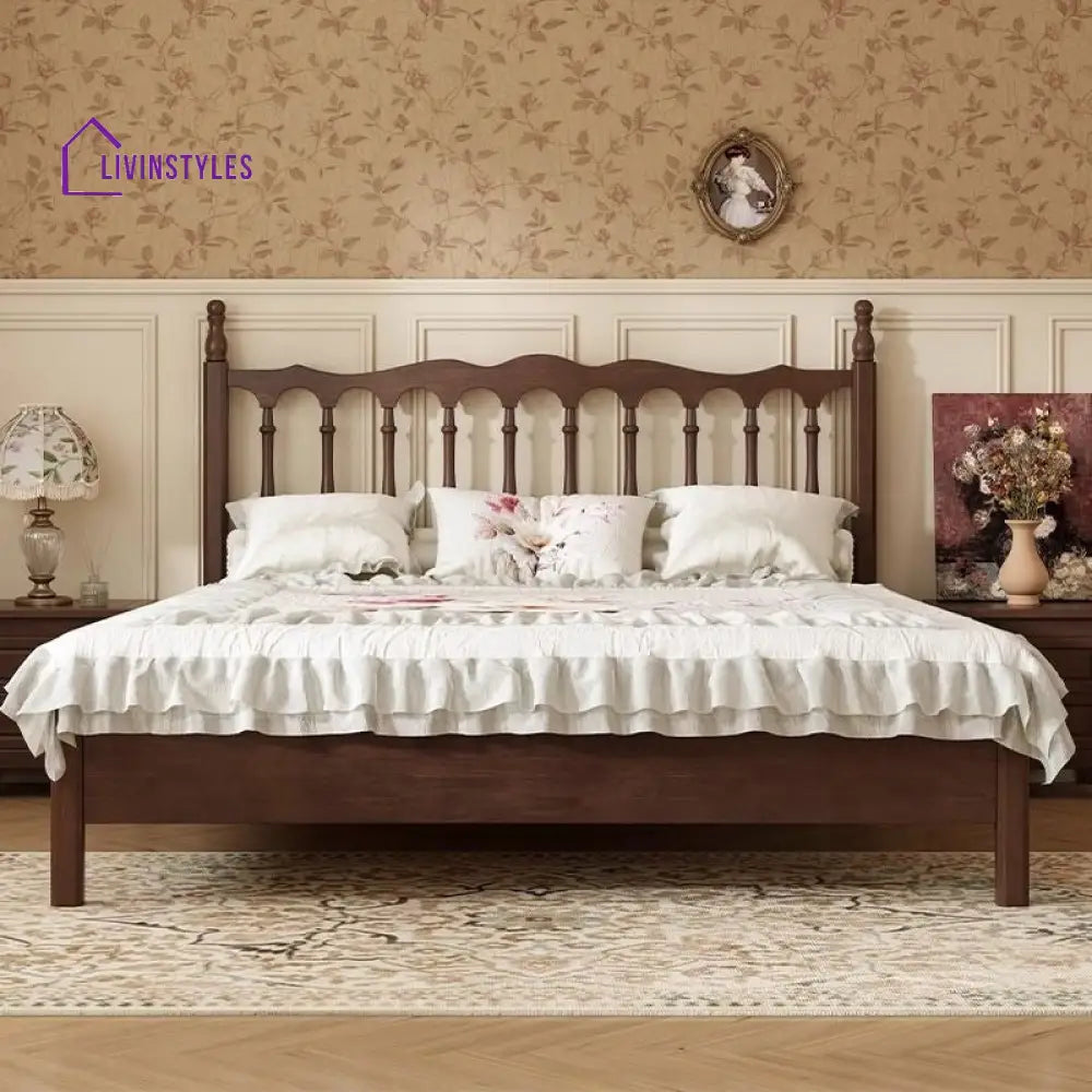 Vasilisa Solid Walnut Wood Bed for Luxury Homes