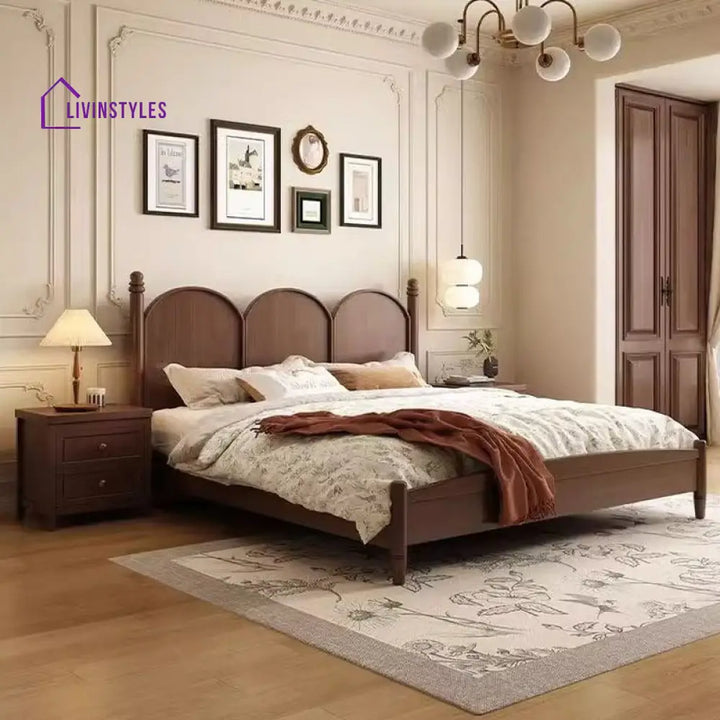 Vera Solid Walnut Wood Bed for Luxury Homes