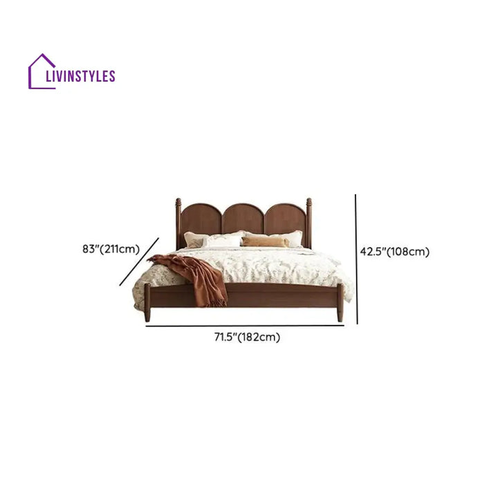 Vera Solid Walnut Wood Bed for Luxury Homes
