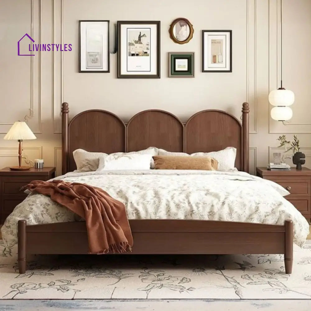 Vera Solid Walnut Wood Bed for Luxury Homes