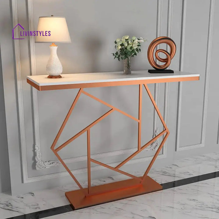 Yash Contemporary Metal Console Table In Hexagonal Design End Tables