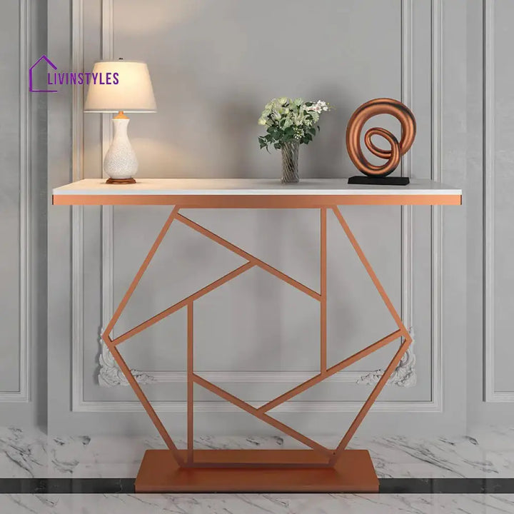 Yash Contemporary Metal Console Table In Hexagonal Design End Tables