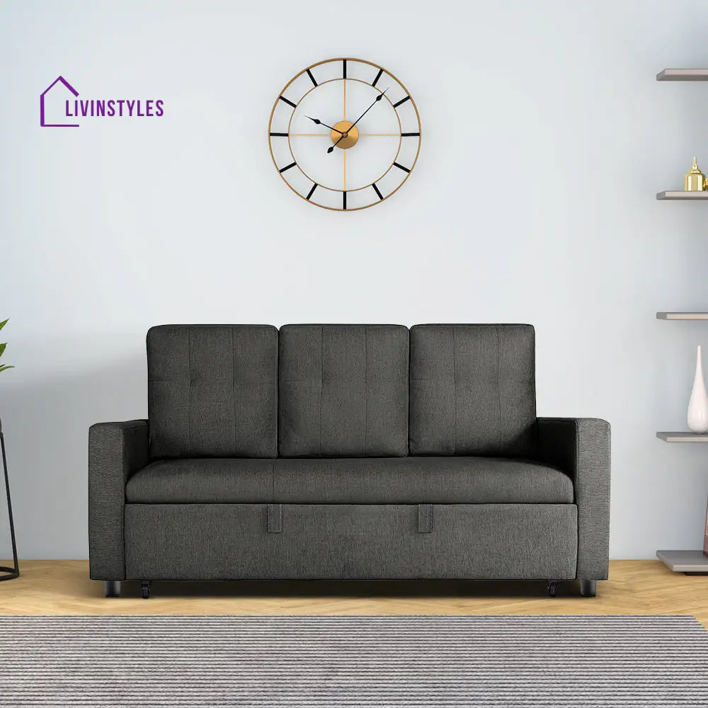 Yeremey Graphite Grey Fabric Sofa cum Bed