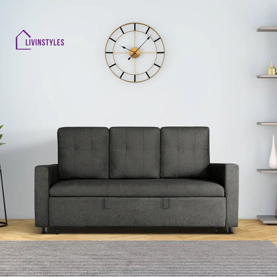 Yeremey Graphite Grey Fabric Sofa cum Bed