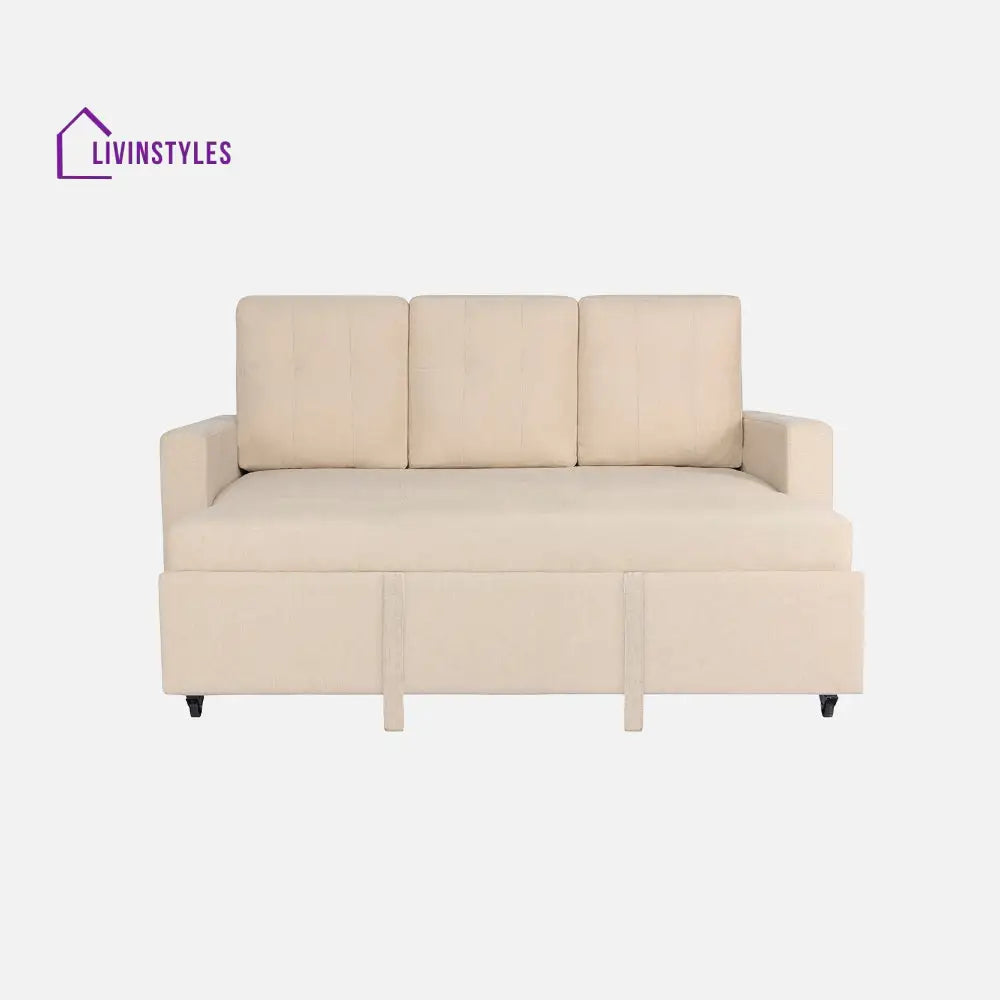 Yeremey Iconic Beige Fabric Sofa cum Bed