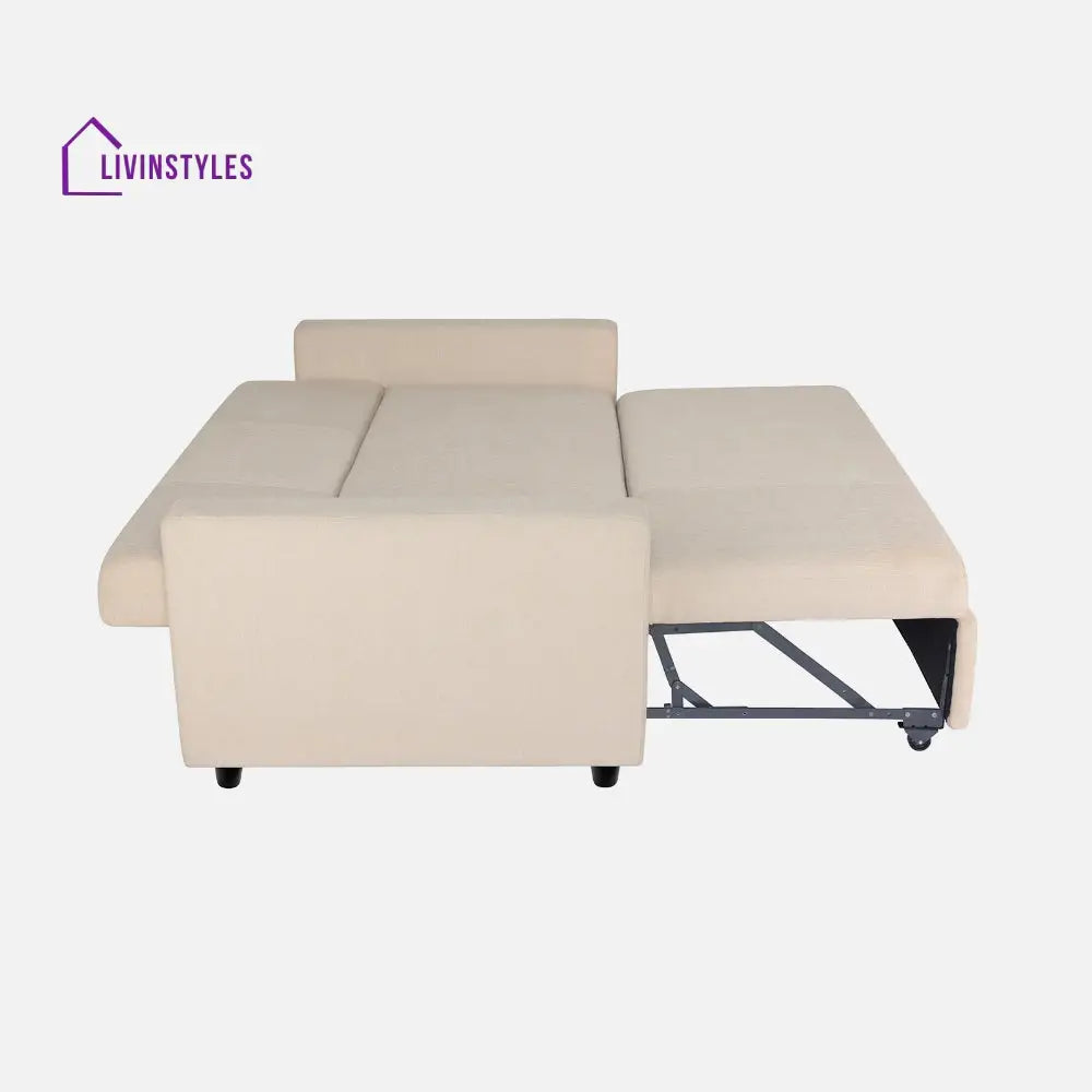 Yeremey Iconic Beige Fabric Sofa cum Bed