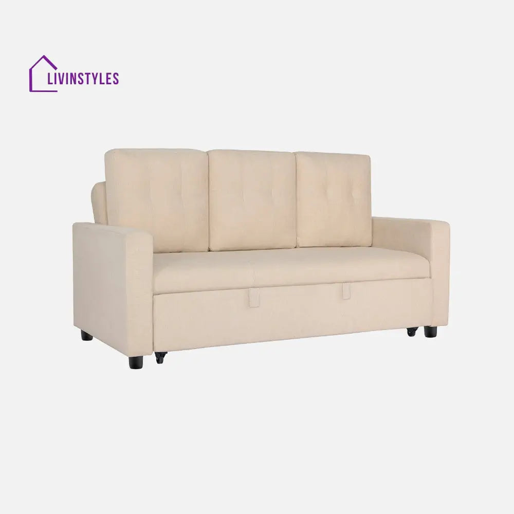 Yeremey Iconic Beige Fabric Sofa cum Bed