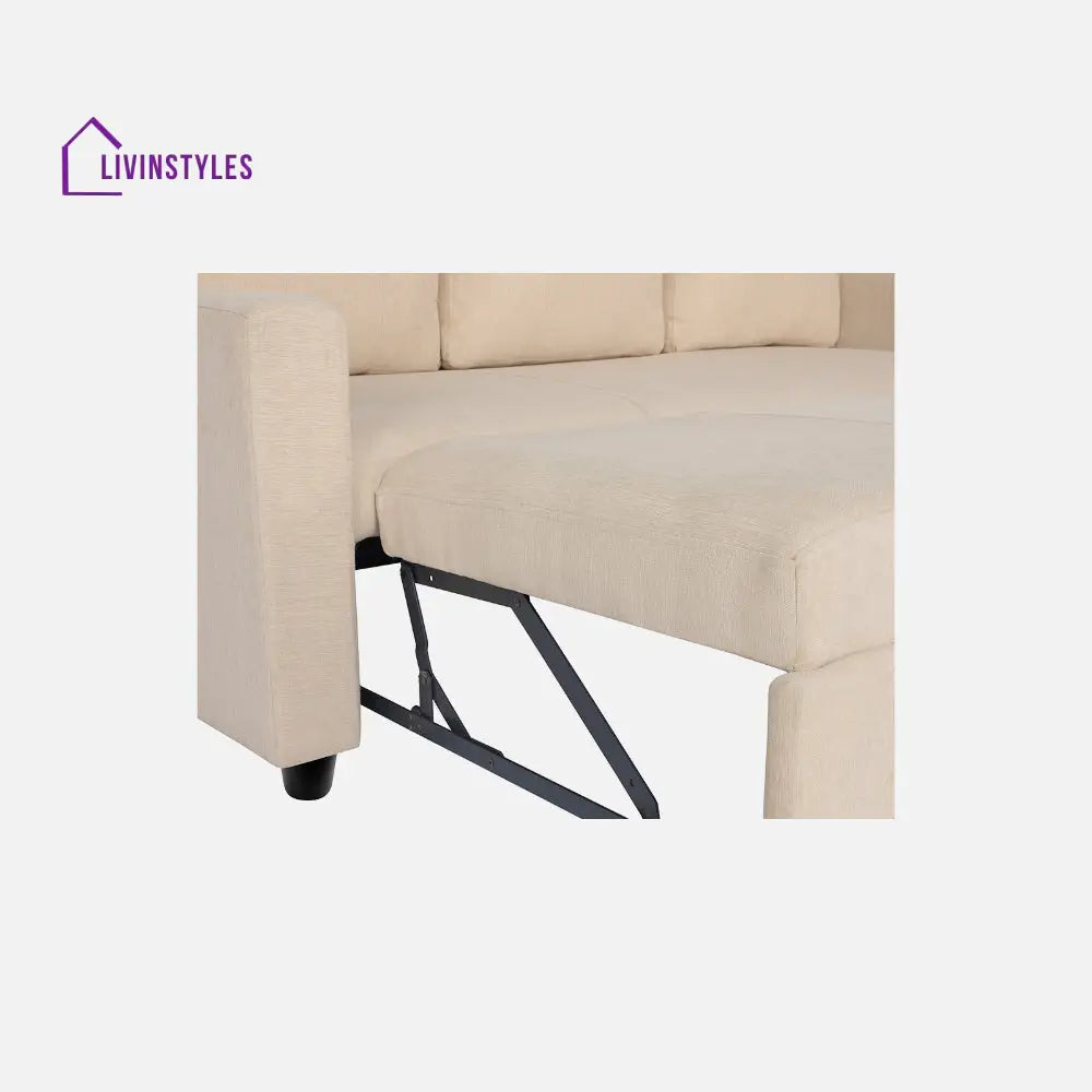 Yeremey Iconic Beige Fabric Sofa cum Bed