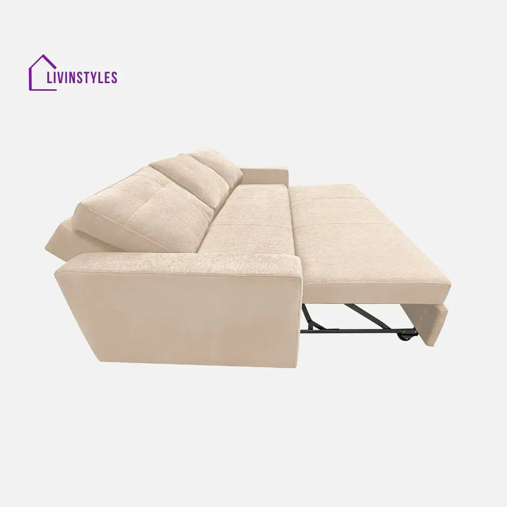 Yeremey Iconic Beige Fabric Sofa cum Bed