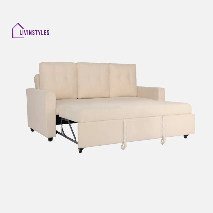Yeremey Iconic Beige Fabric Sofa cum Bed