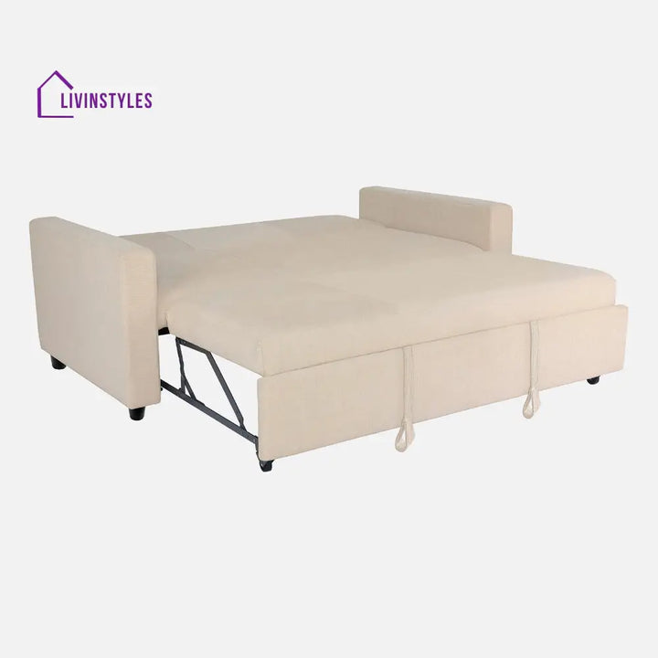Yeremey Iconic Beige Fabric Sofa cum Bed