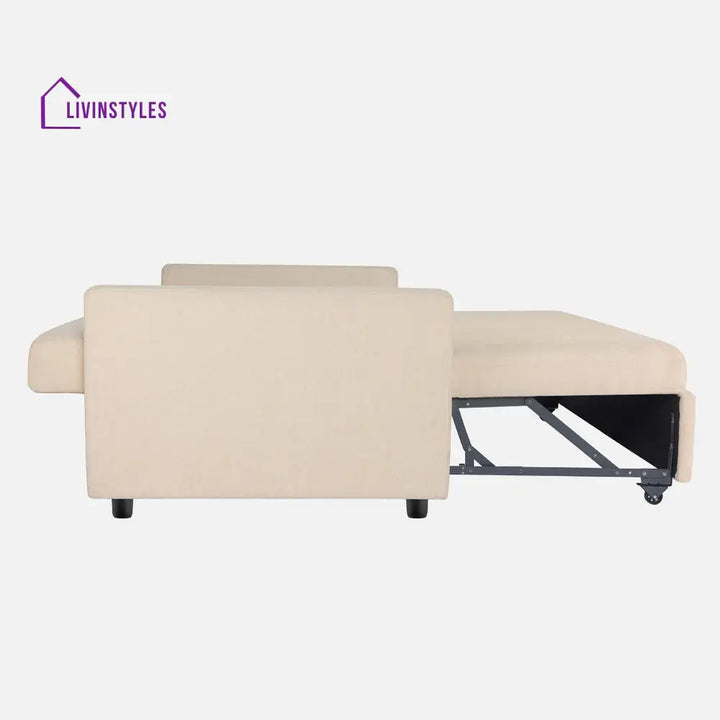Yeremey Iconic Beige Fabric Sofa cum Bed
