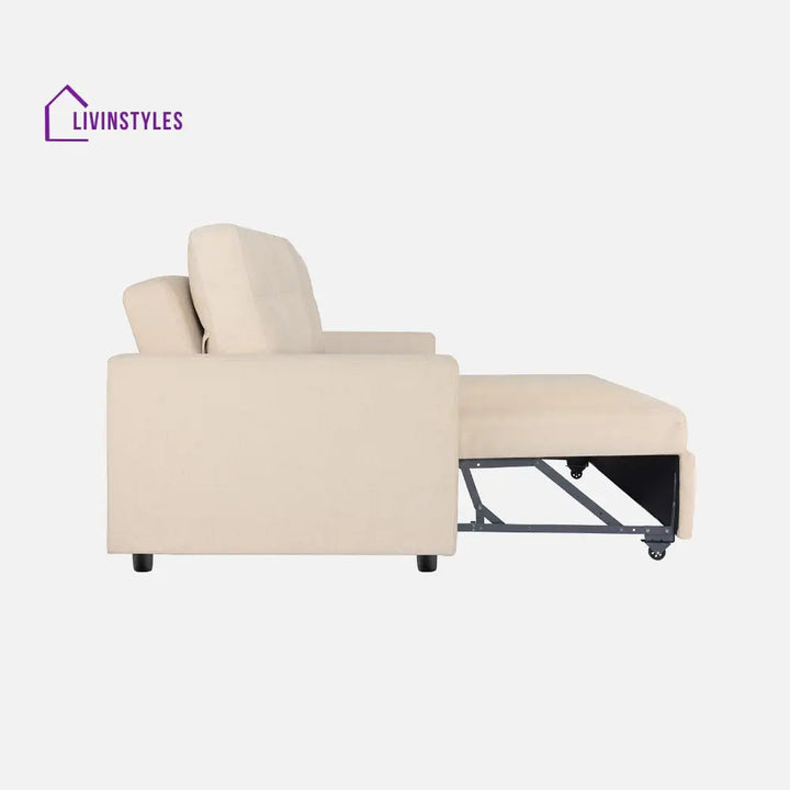 Yeremey Iconic Beige Fabric Sofa cum Bed