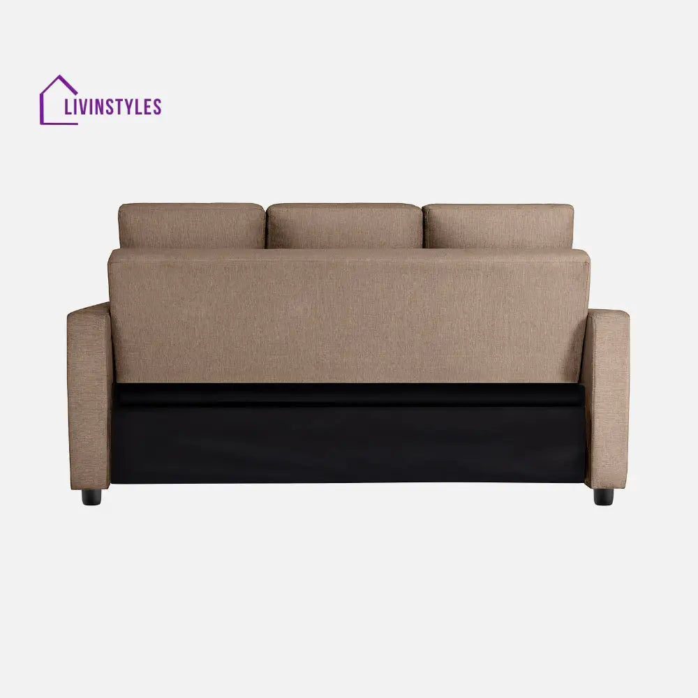 Yeremey Plaster Brown Fabric Sofa cum Bed