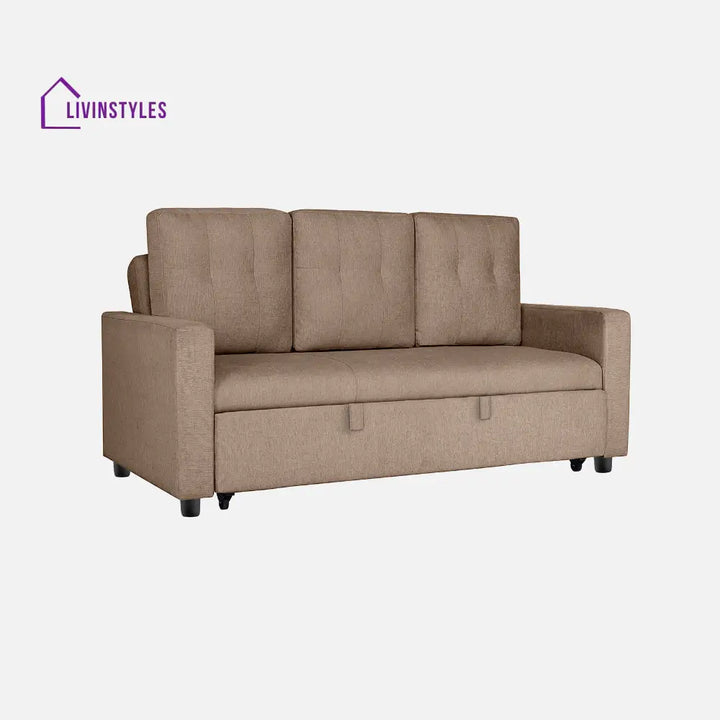 Yeremey Plaster Brown Fabric Sofa cum Bed