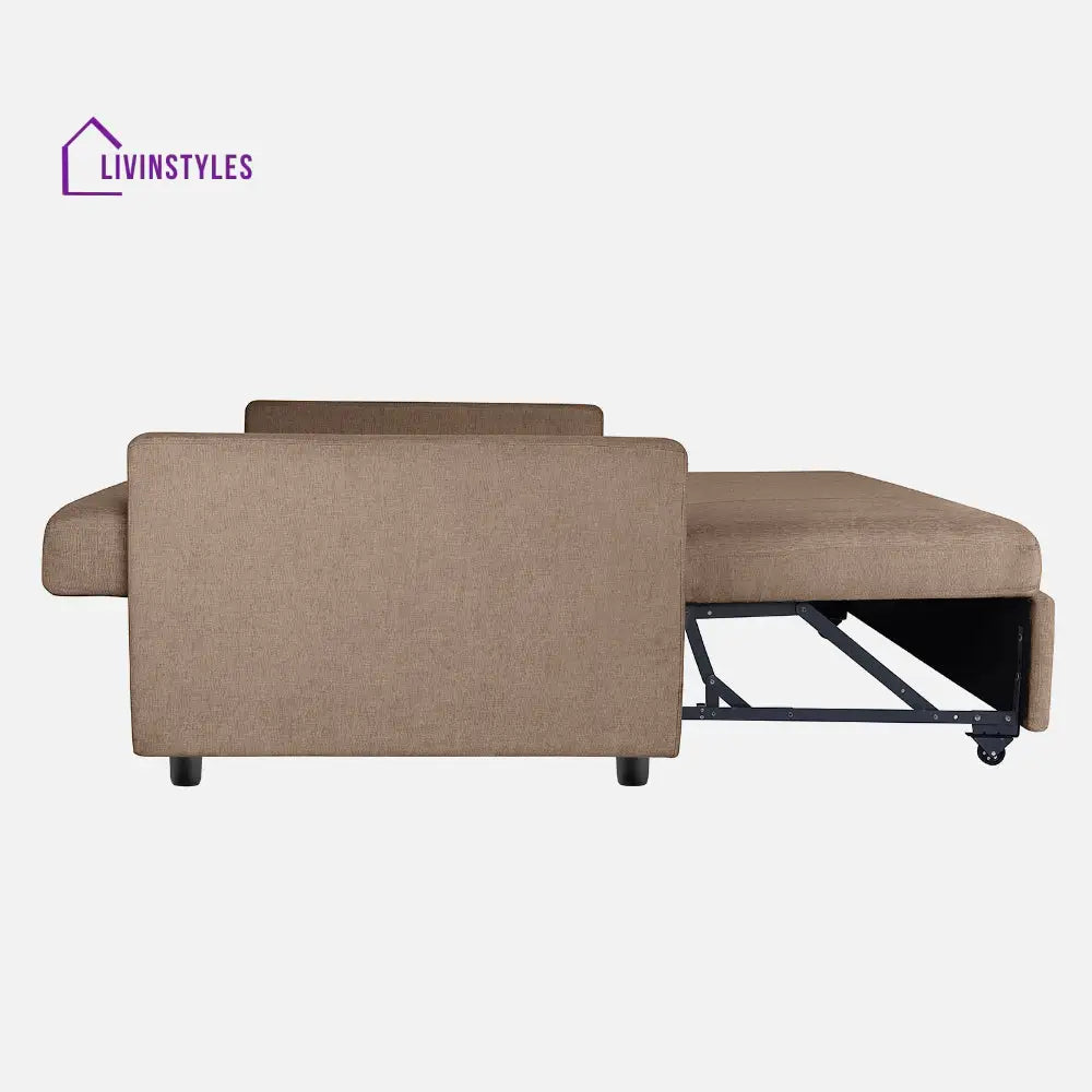 Yeremey Plaster Brown Fabric Sofa cum Bed
