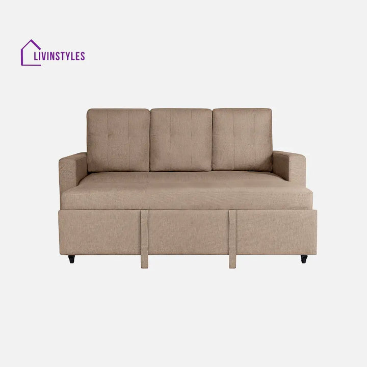 Yeremey Plaster Brown Fabric Sofa cum Bed