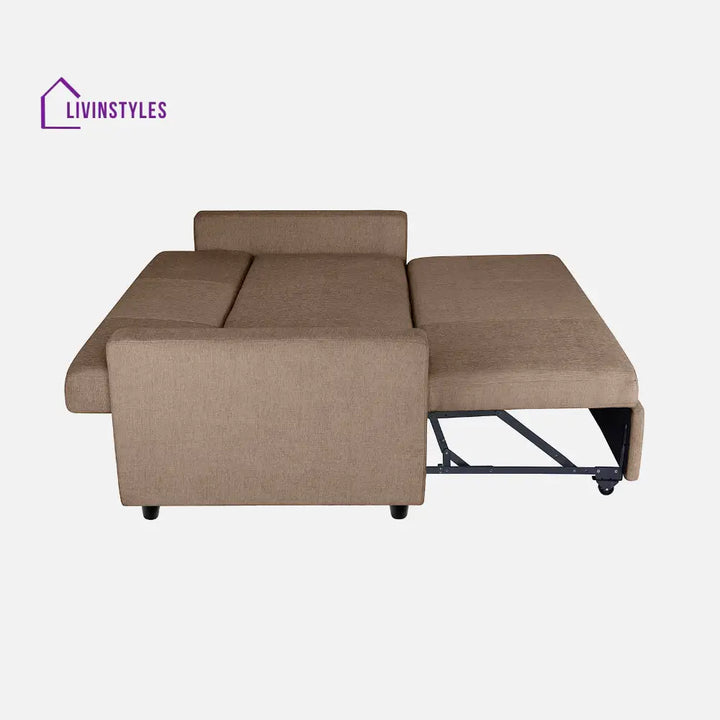 Yeremey Plaster Brown Fabric Sofa cum Bed