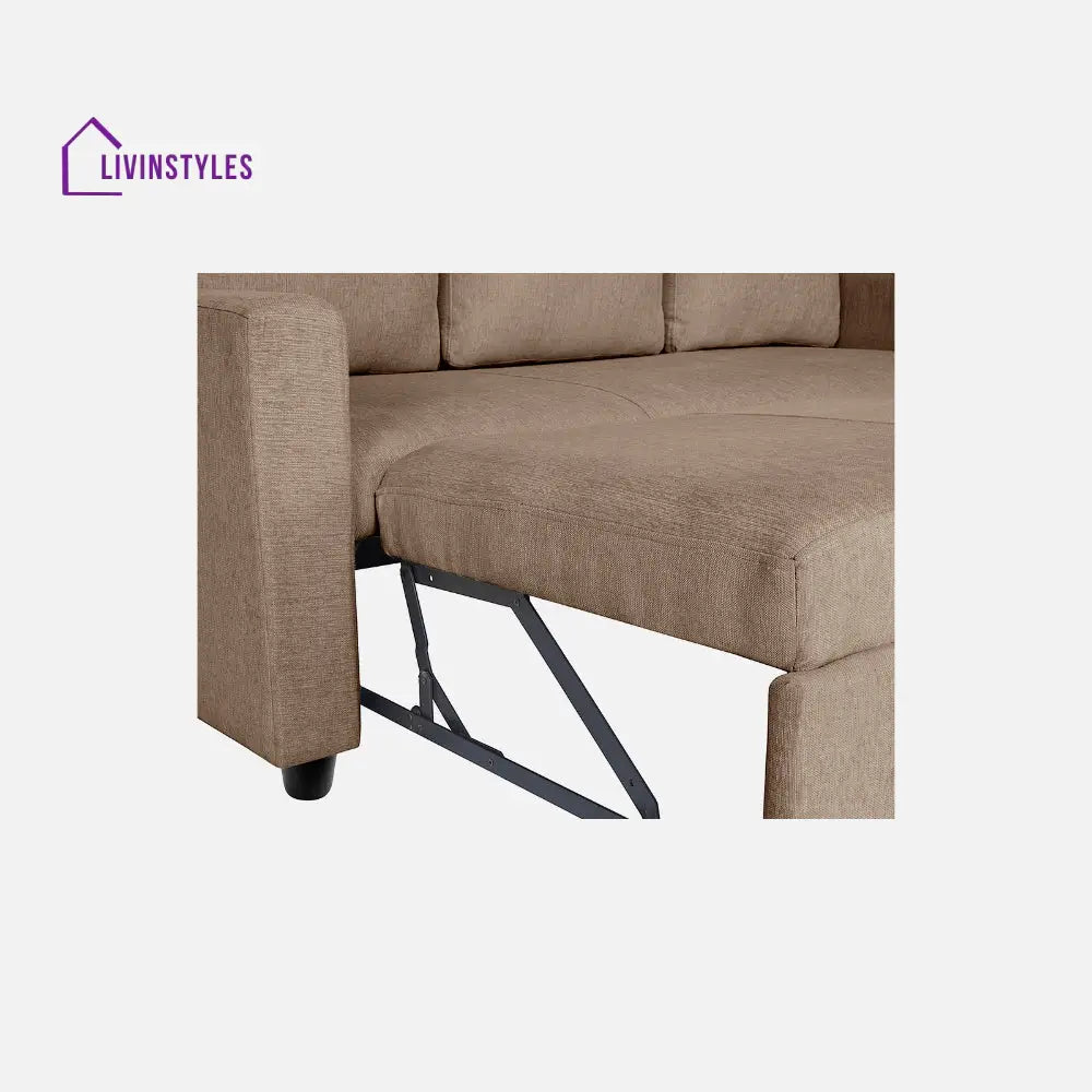 Yeremey Plaster Brown Fabric Sofa cum Bed