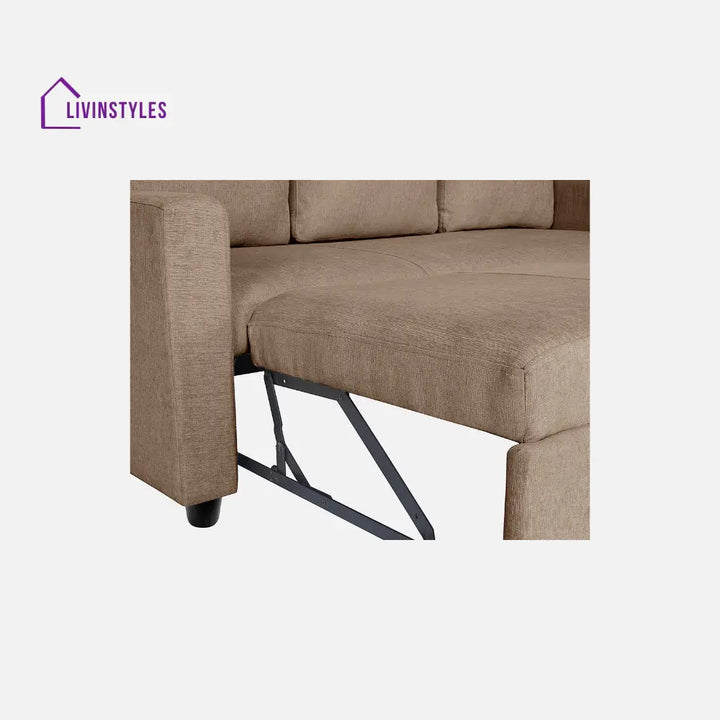 Yeremey Plaster Brown Fabric Sofa cum Bed