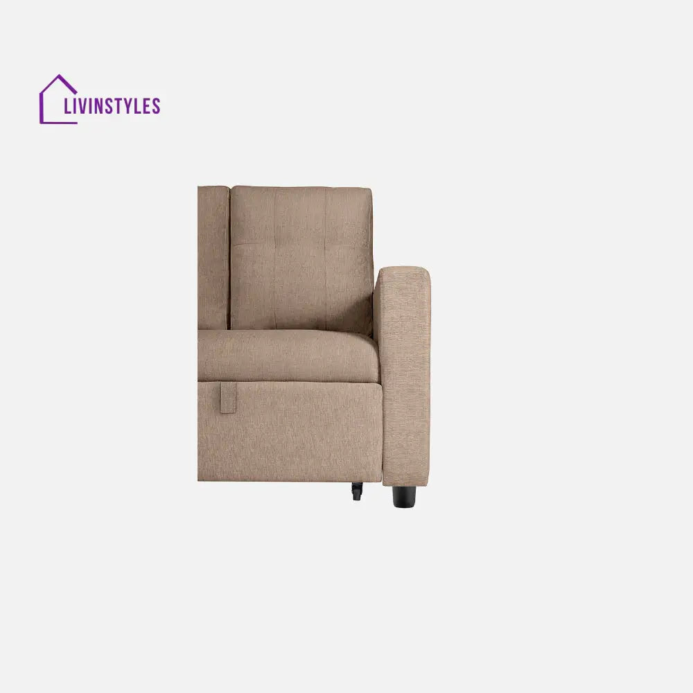 Yeremey Plaster Brown Fabric Sofa cum Bed