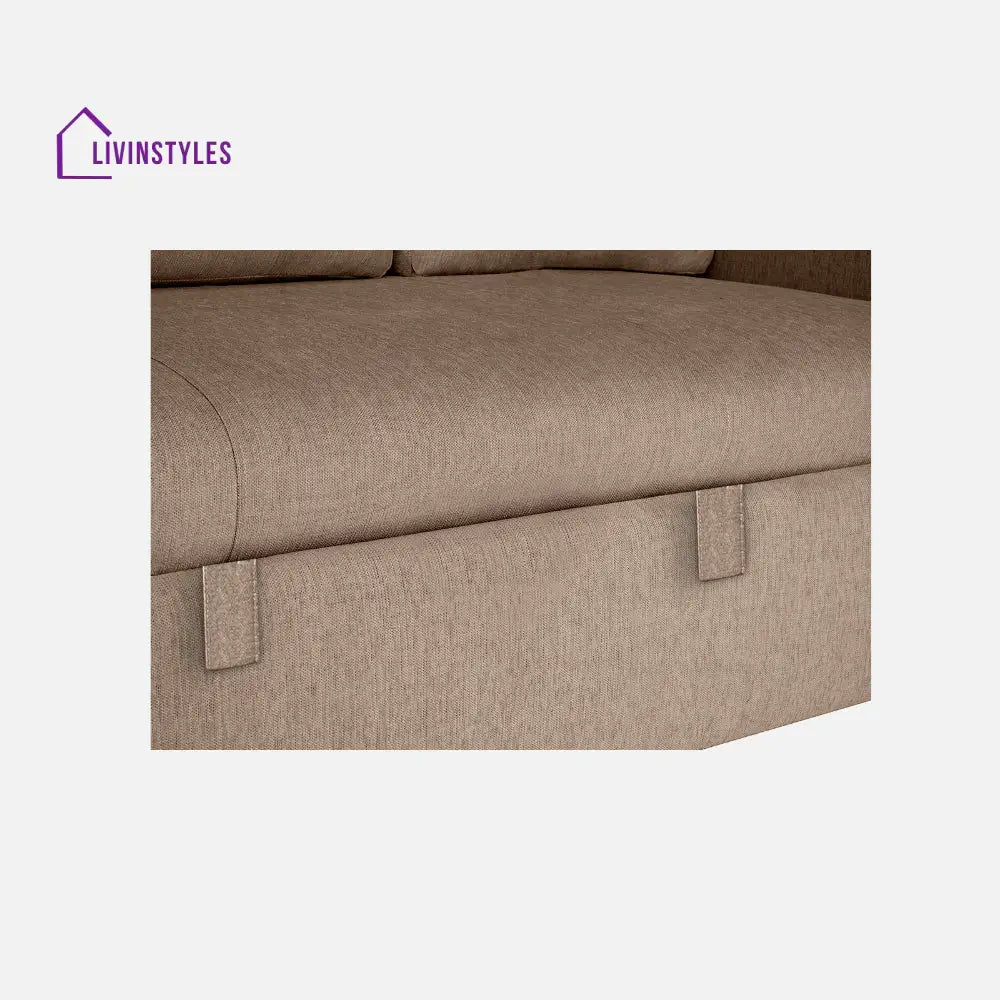 Yeremey Plaster Brown Fabric Sofa cum Bed