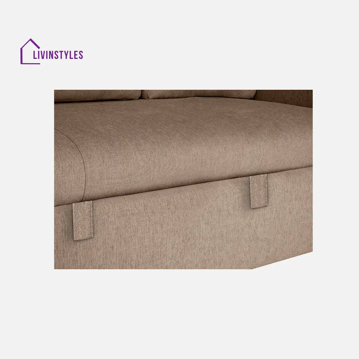 Yeremey Plaster Brown Fabric Sofa cum Bed