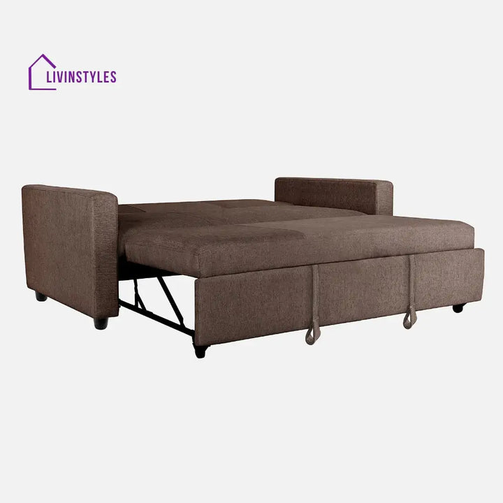 Yeremey Saddle Brown Fabric Sofa cum Bed