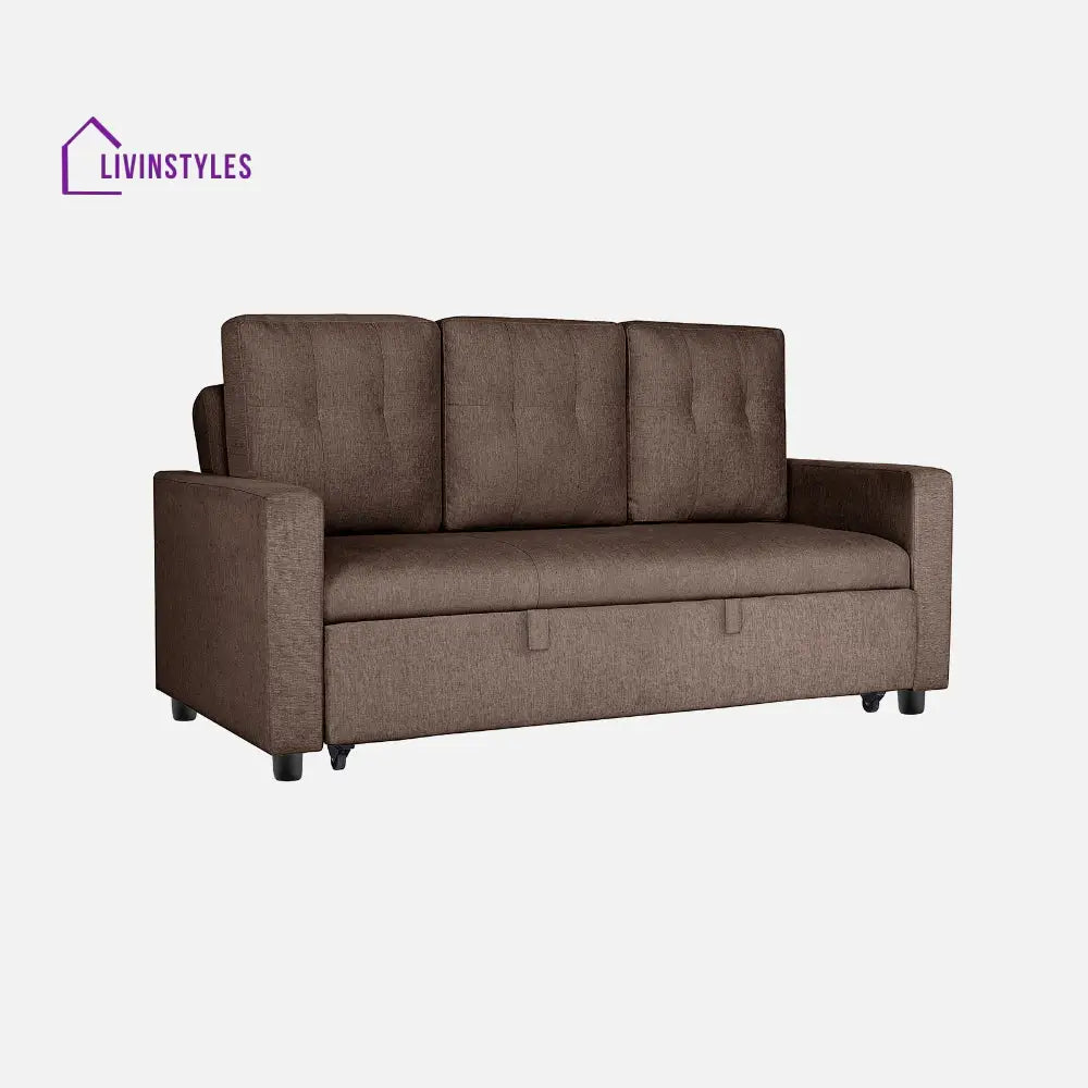 Yeremey Saddle Brown Fabric Sofa cum Bed