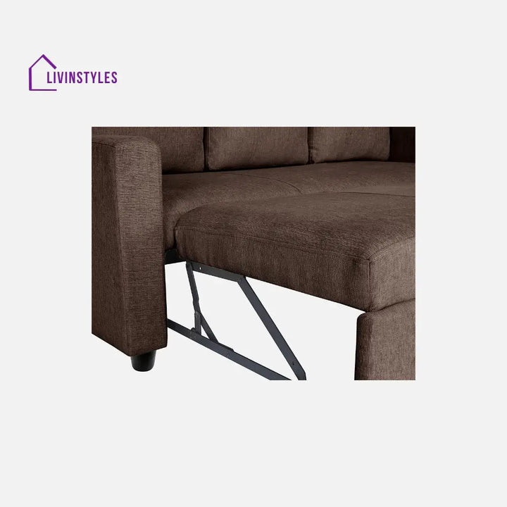 Yeremey Saddle Brown Fabric Sofa cum Bed