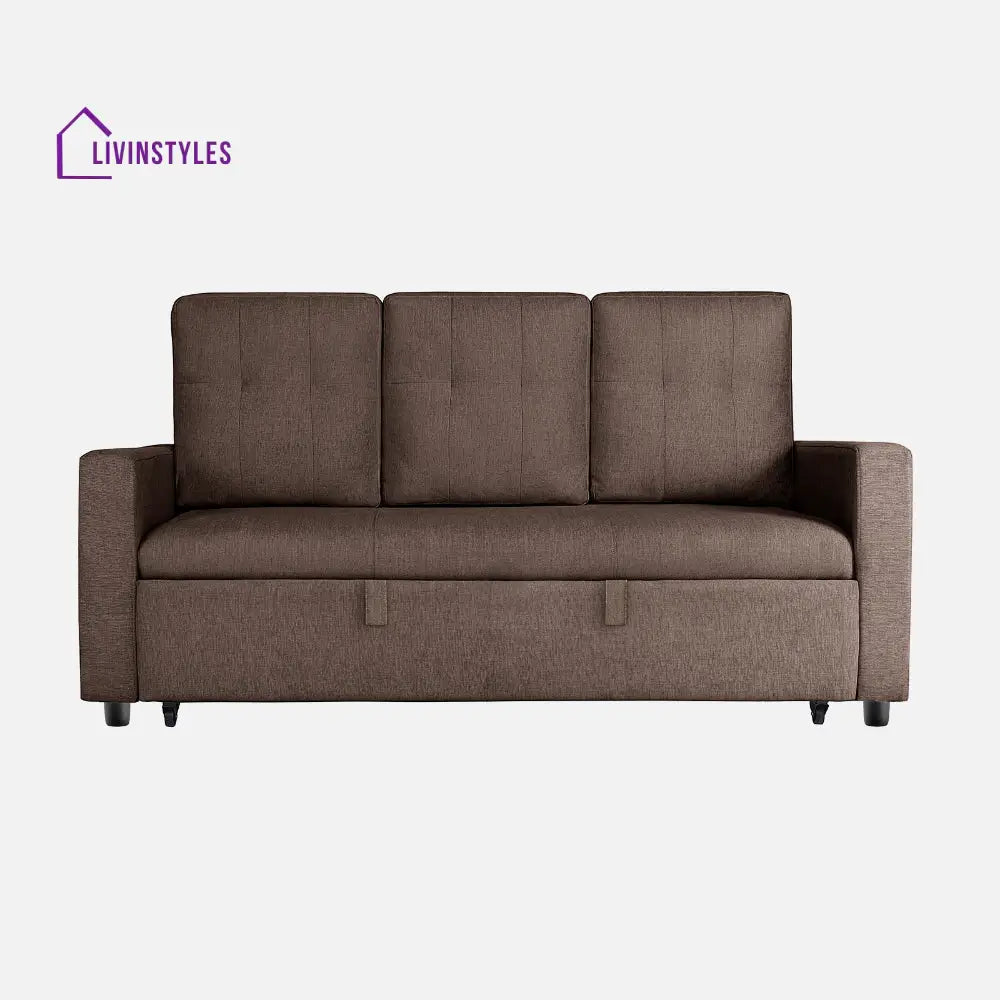 Yeremey Saddle Brown Fabric Sofa cum Bed