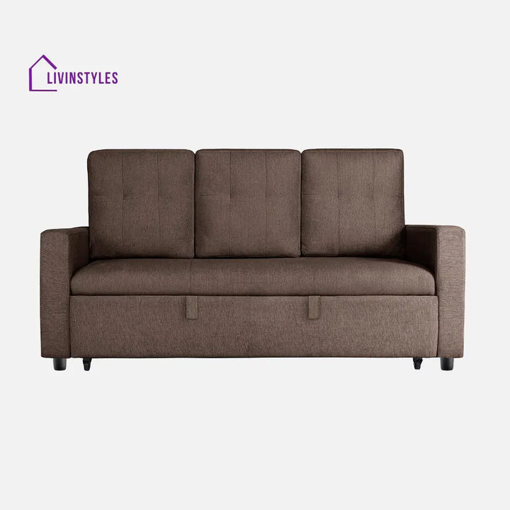 Yeremey Saddle Brown Fabric Sofa cum Bed
