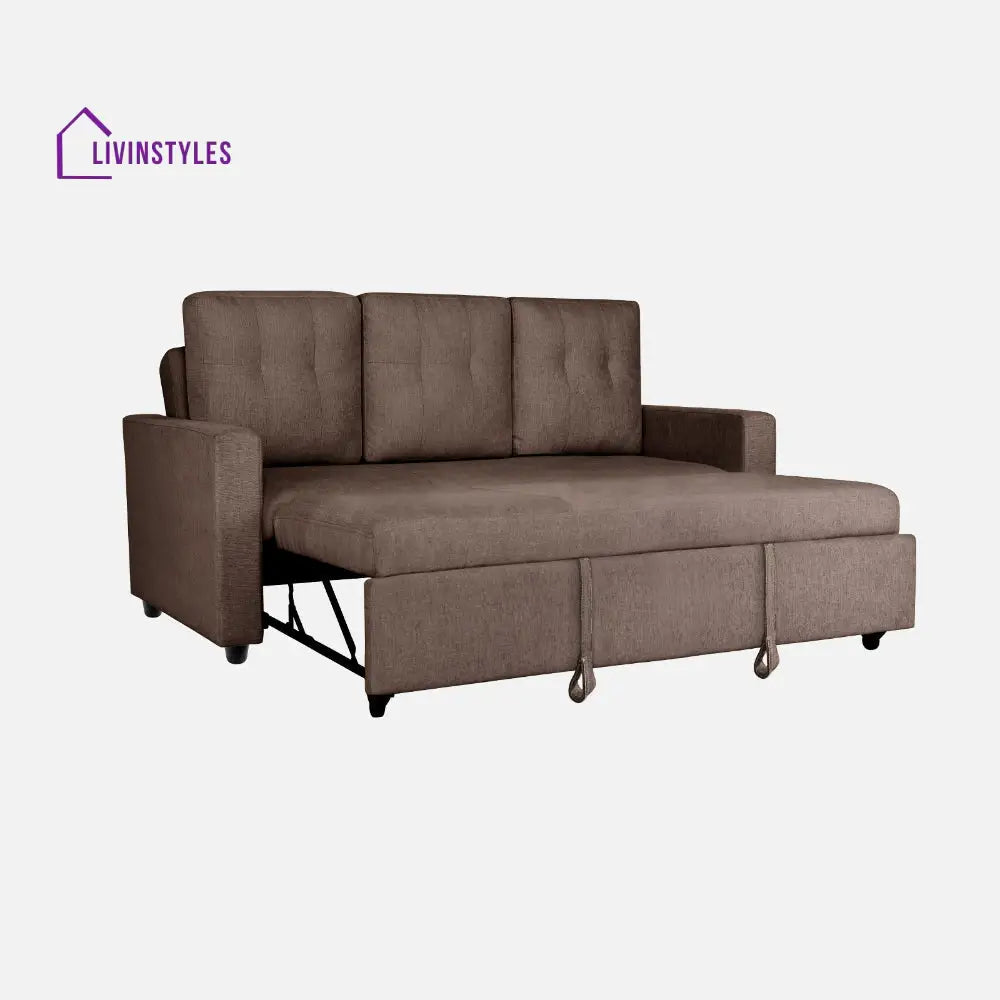 Yeremey Saddle Brown Fabric Sofa cum Bed