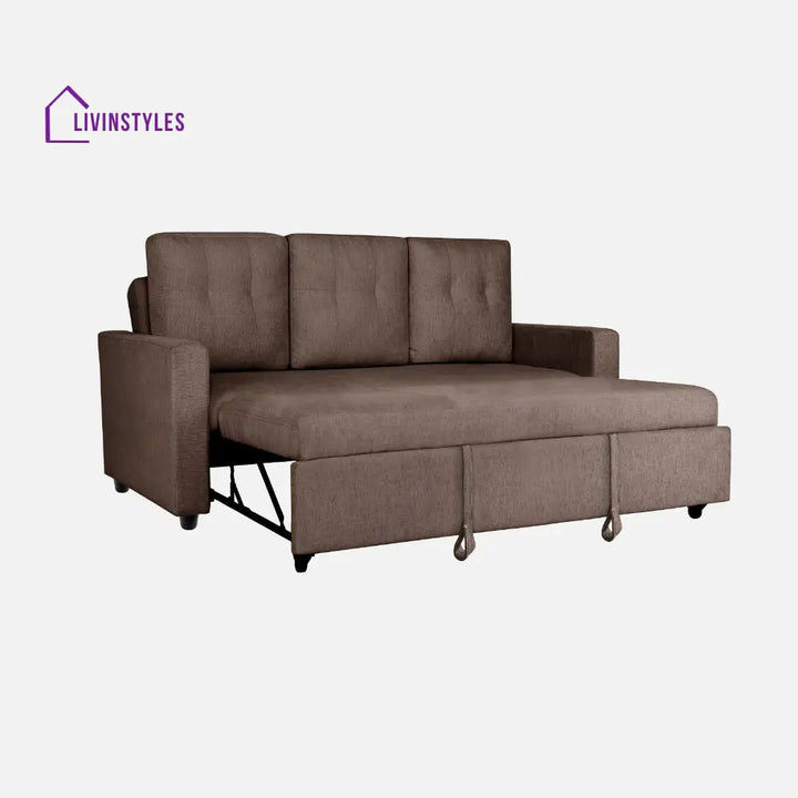 Yeremey Saddle Brown Fabric Sofa cum Bed
