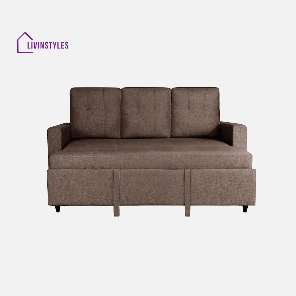 Yeremey Saddle Brown Fabric Sofa cum Bed