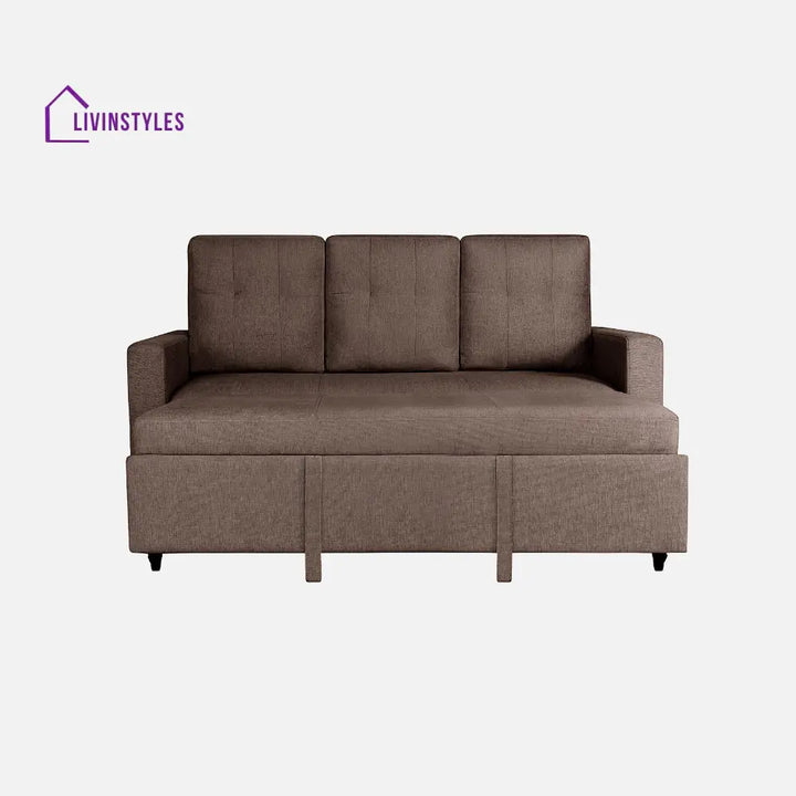 Yeremey Saddle Brown Fabric Sofa cum Bed
