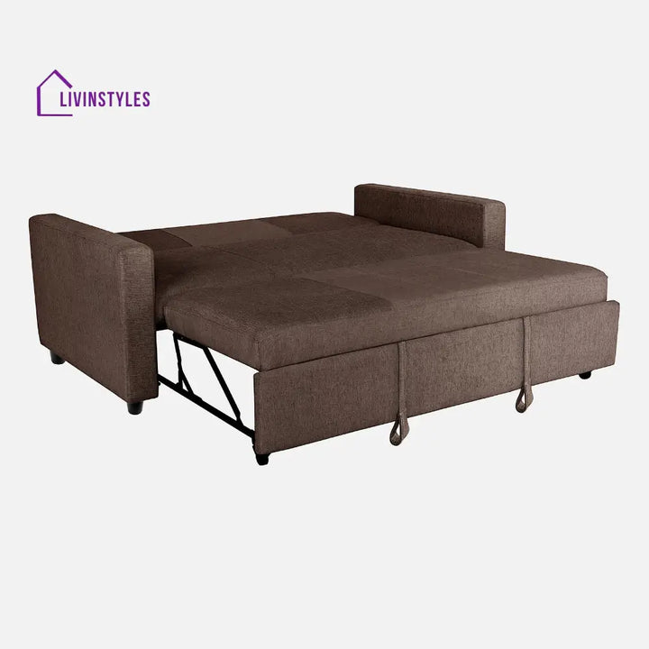 Yeremey Saddle Brown Fabric Sofa cum Bed