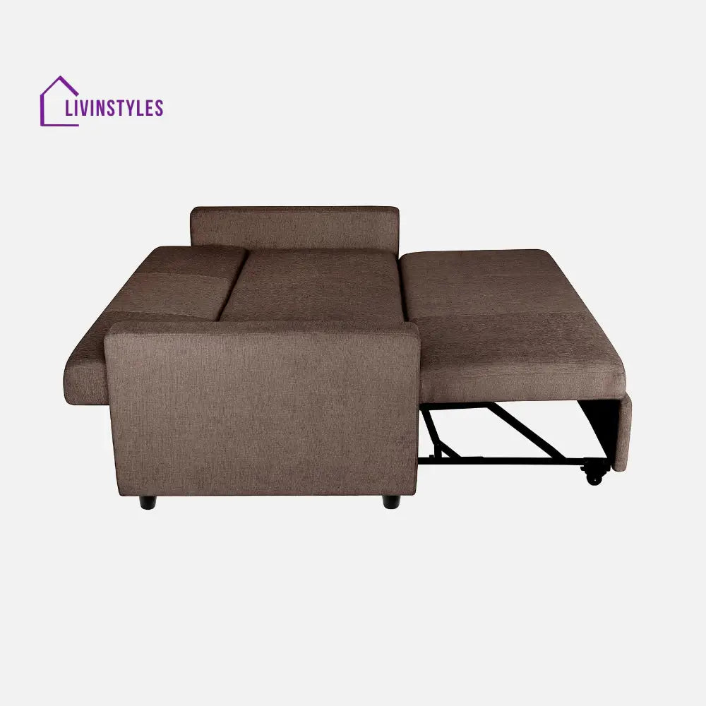 Yeremey Saddle Brown Fabric Sofa cum Bed