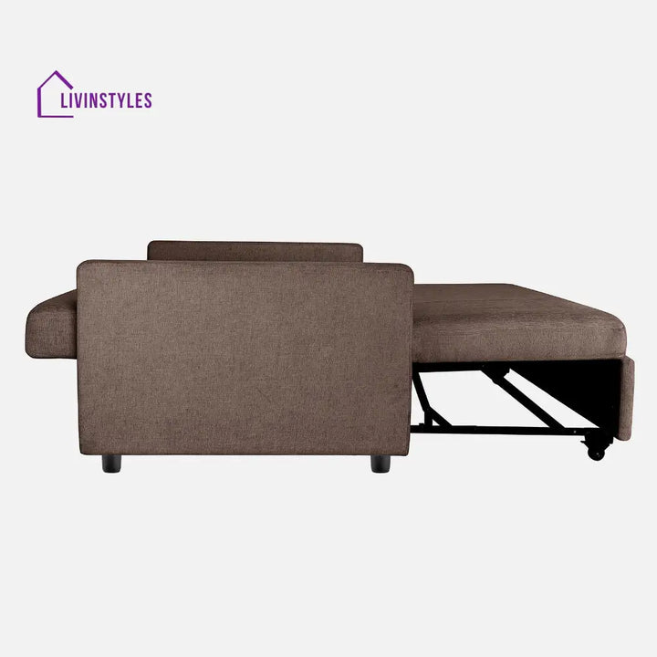 Yeremey Saddle Brown Fabric Sofa cum Bed