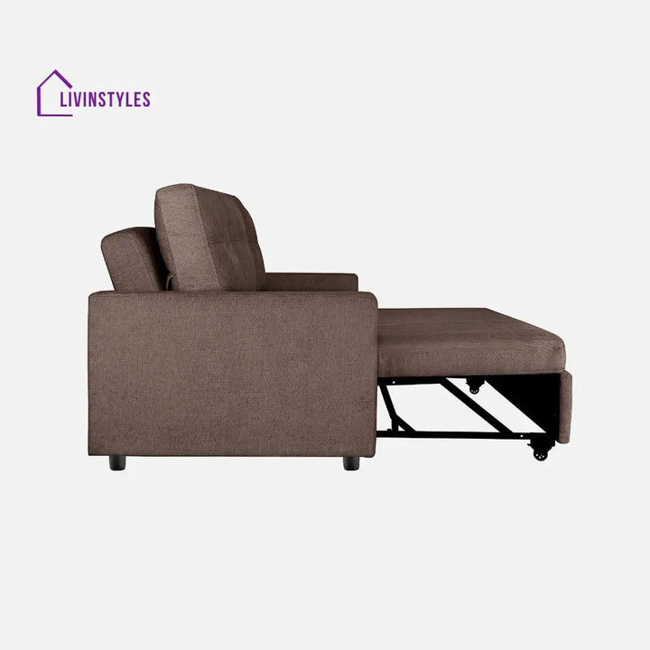 Yeremey Saddle Brown Fabric Sofa cum Bed