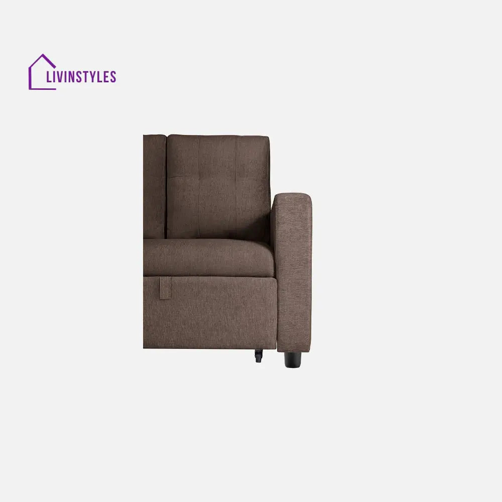 Yeremey Saddle Brown Fabric Sofa cum Bed