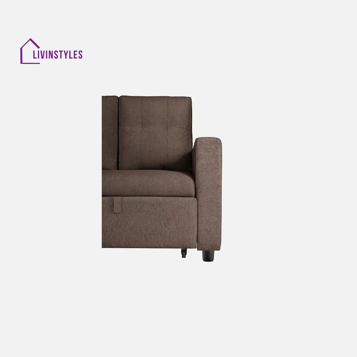 Yeremey Saddle Brown Fabric Sofa cum Bed